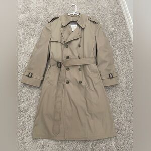 Vintage80s London Fog Trench Coat Mens 40 Short Tan Belted With Liner Made USA